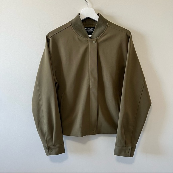 Athleta Olive Green Bomber Jacket - Picture 3 of 11